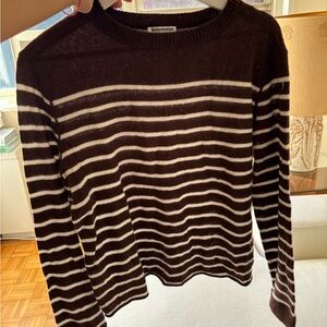 Reformation Chocolate and Cream Striped Sweater